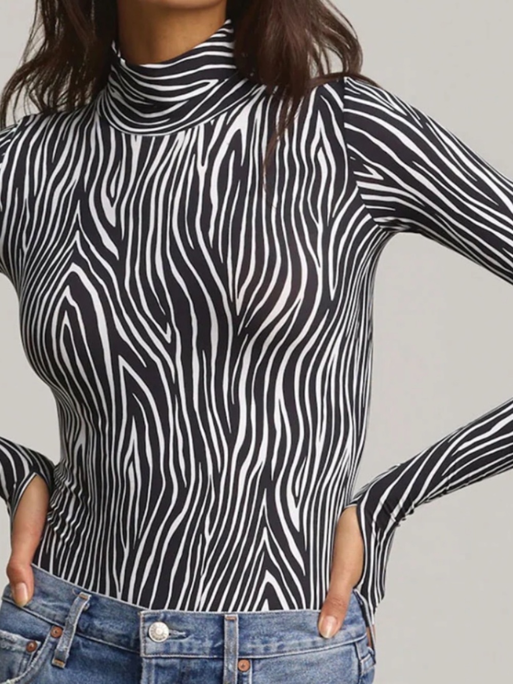Commando Turtleneck Bodysuit Zebra Pattern